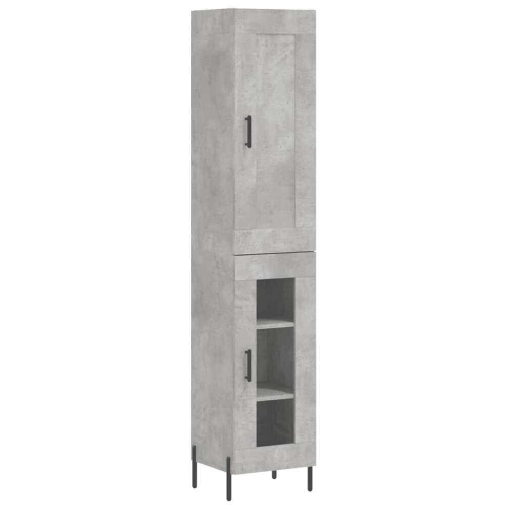 (concrete grey, 1 glass door) vidaXL Highboard Sideboard Tall Storage Cabinet Side Cabinet Engineered Wood