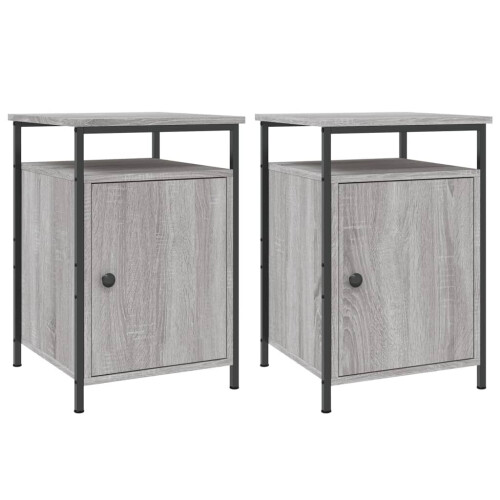 VidaXL vidaXL Bedside Cabinets Side Table Bedstand 2 pcs Grey Sonoma Engineered Wood