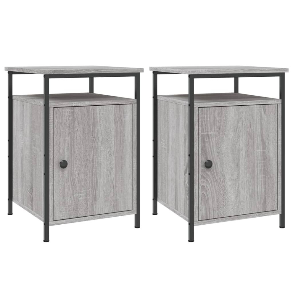 vidaXL Bedside Cabinets Side Table Bedstand 2 pcs Grey Sonoma Engineered Wood