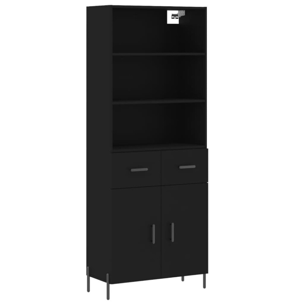 (black, 2 doors 2 drawers) vidaXL Highboard Sideboard Storage Cabinet High Gloss White Engineered Wood