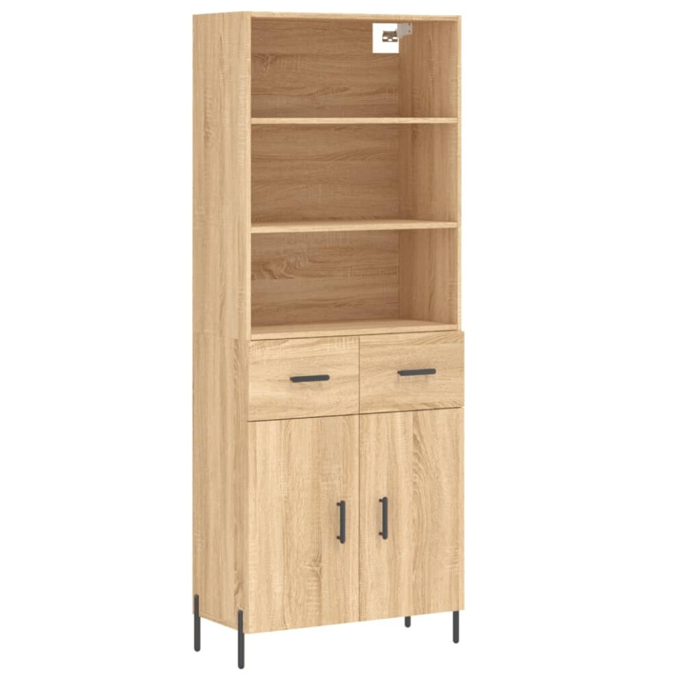 Vidaxl (Sonoma Oak, 2 Doors 2 Drawers) Highboard Sideboard Storage Cabinet Home Side Cabinet Engineered Wood