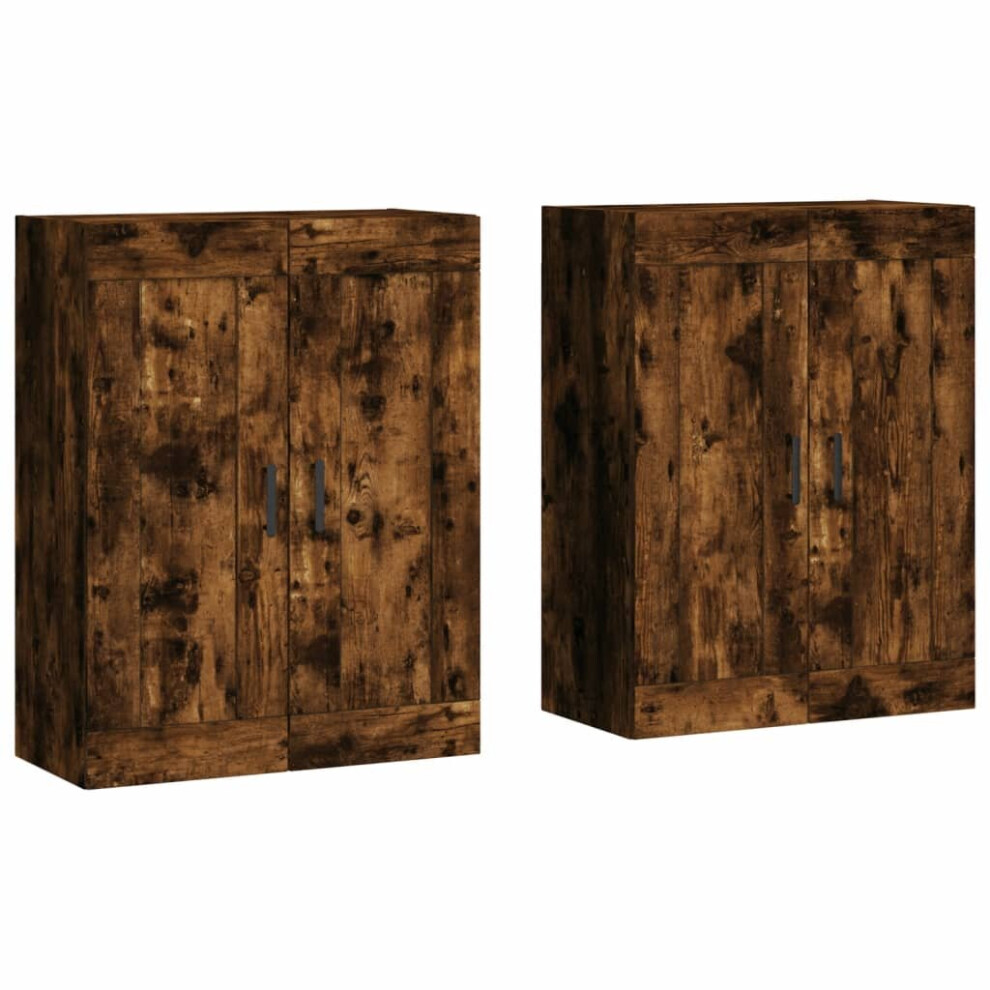 vidaXL Wall Mounted Cabinets Storage Cabinet 2 pcs Smoked Oak Engineered Wood