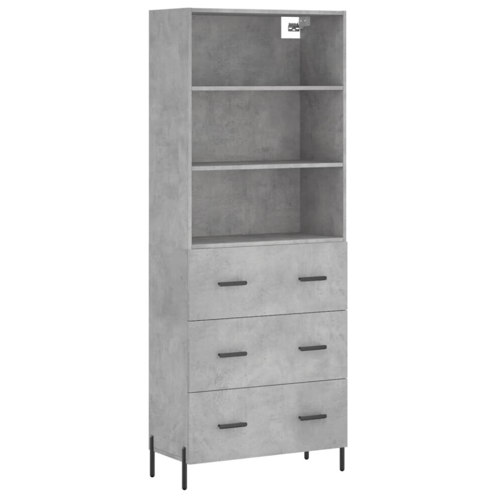 Vidaxl (Concrete Grey, 3 Drawers) Highboard Sideboard Storage Cabinet Home Side Cabinet Engineered Wood