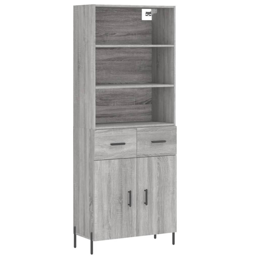 Vidaxl (Grey Sonoma, 2 Doors 2 Drawers) Highboard Sideboard Storage Cabinet Home Side Cabinet Engineered Wood