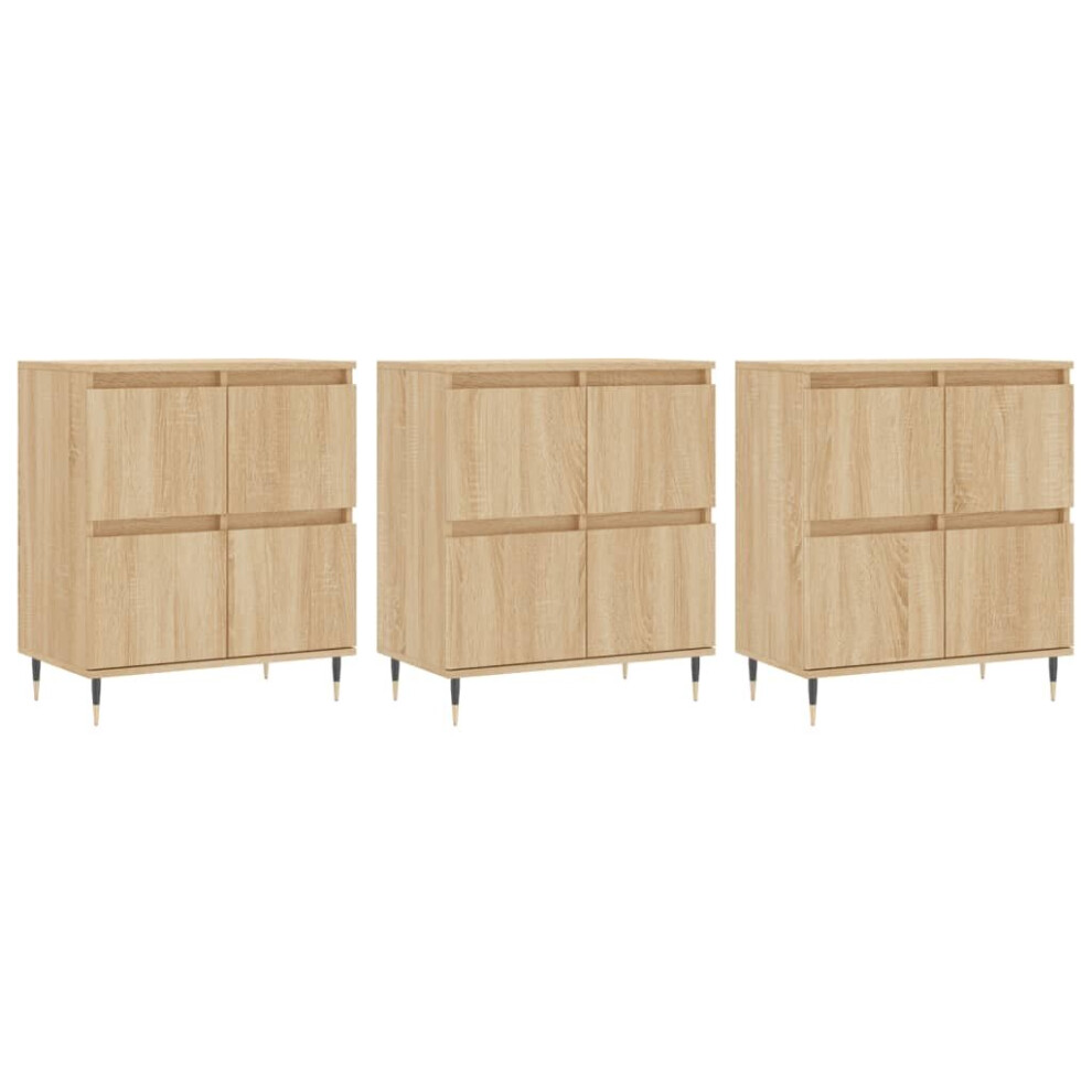 Vidaxl (Sonoma Oak, 3 Pcs) Sideboard Storage Cupboard Side Cabinets 3 Pcs White Engineered Wood