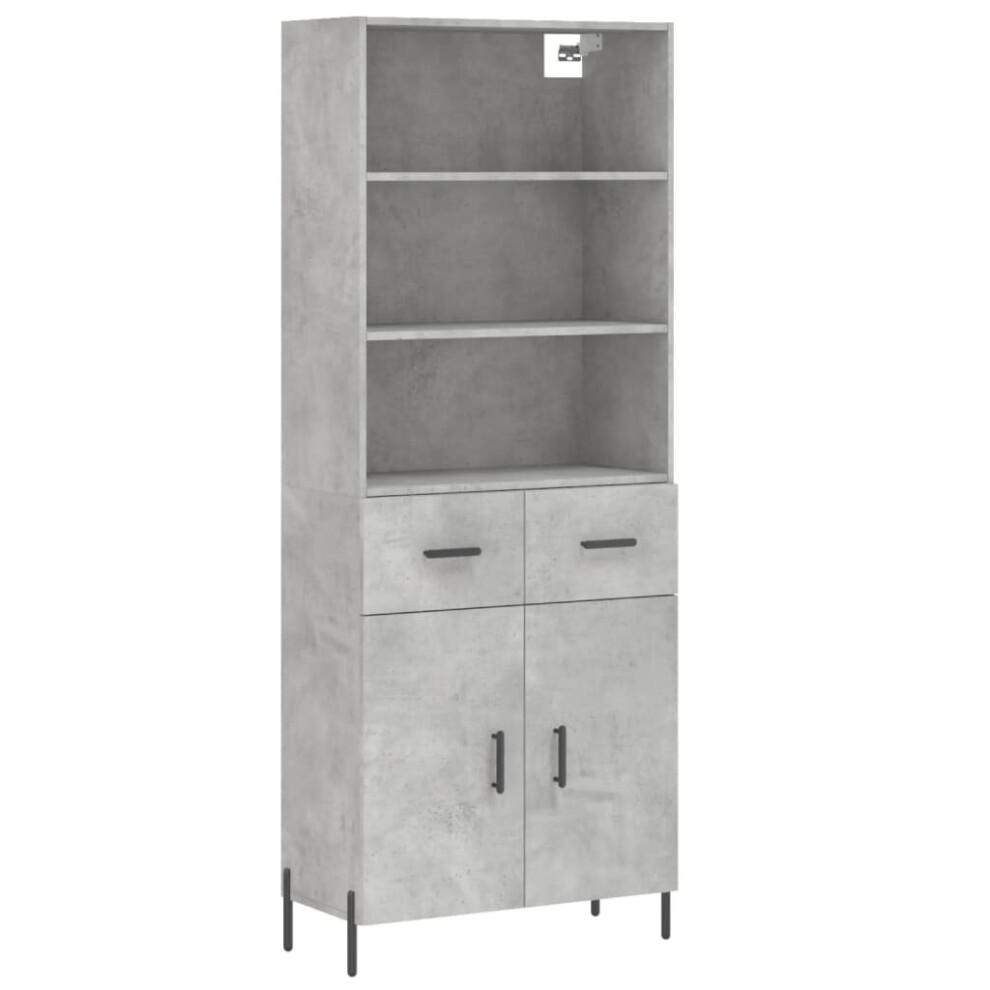 (concrete grey, 2 doors 2 drawers) vidaXL Highboard Sideboard Storage Cabinet High Gloss White Engineered Wood