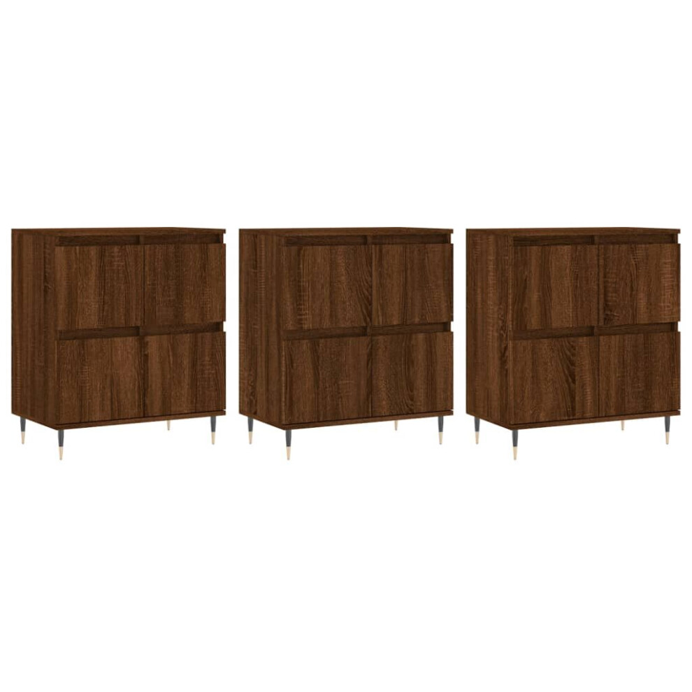 (brown oak, 3 pcs) vidaXL Sideboard Storage Cupboard Side Cabinets 3 pcs White Engineered Wood