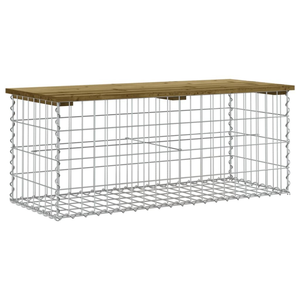 Vidaxl (Dark 103 X 44 X 42 / 100 X 40 X 40 Cm) Garden Bench Park Outdoor Bench Seat Gabion Design Solid Wood Pine Brown