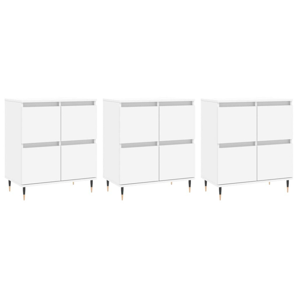 (white, 3 pcs) vidaXL Sideboard Storage Cupboard Side Cabinets 3 pcs White Engineered Wood