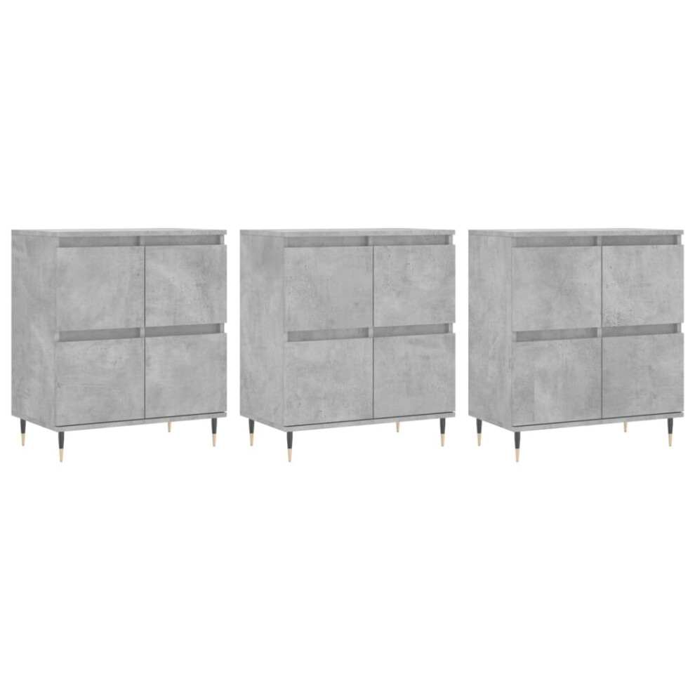 (concrete grey, 3 pcs) vidaXL Sideboard Storage Cupboard Side Cabinets 3 pcs White Engineered Wood