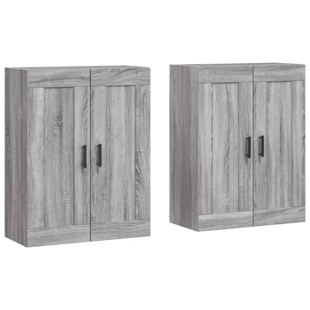 vidaXL Wall Mounted Cabinets Side Cabinet 2 pcs Grey Sonoma Engineered Wood