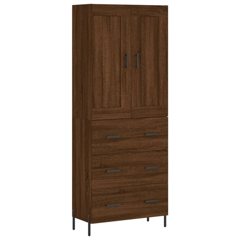 vidaXL Highboard Sideboard Cupboard Side Cabinet Brown Oak Engineered Wood