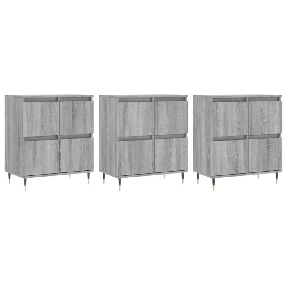 (grey sonoma, 3 pcs) vidaXL Sideboard Storage Cupboard Side Cabinets 3 pcs White Engineered Wood