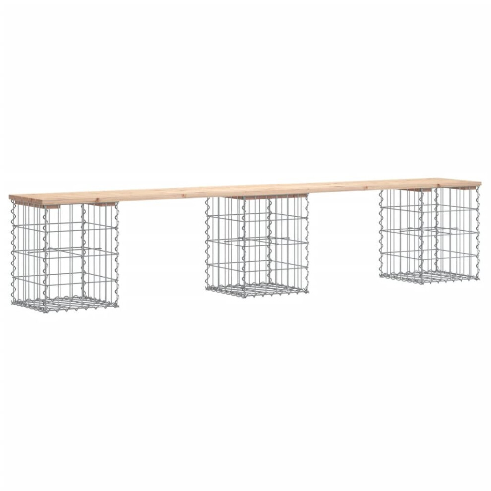 (light brown, 203 x 31 x 42 / 30 x 30 x 40 cm) vidaXL Garden Bench Park Outdoor Bench Seat Gabion Design Solid Wood Pine-image-OPC-PCFHYWN-NEW