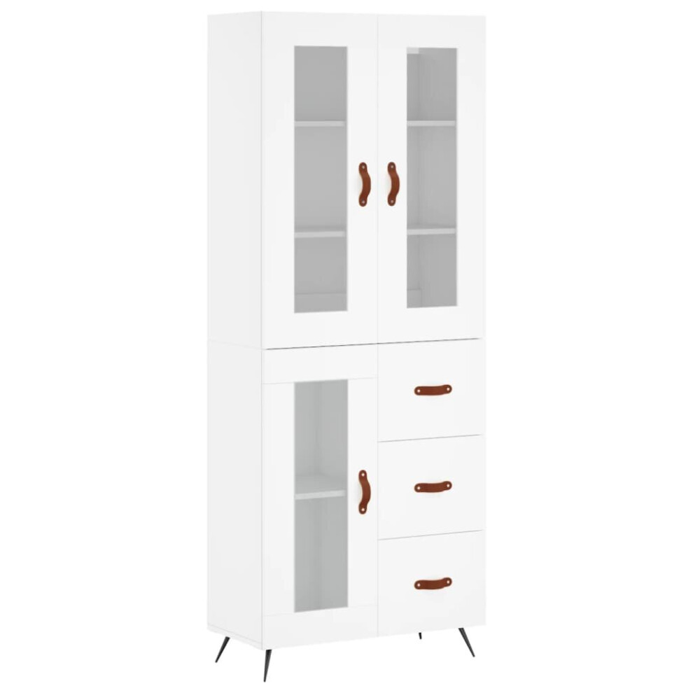 VIDAXL Highboard - 3 Glass Doors - 3 Shelves - White - Metal Legs - Image 3
