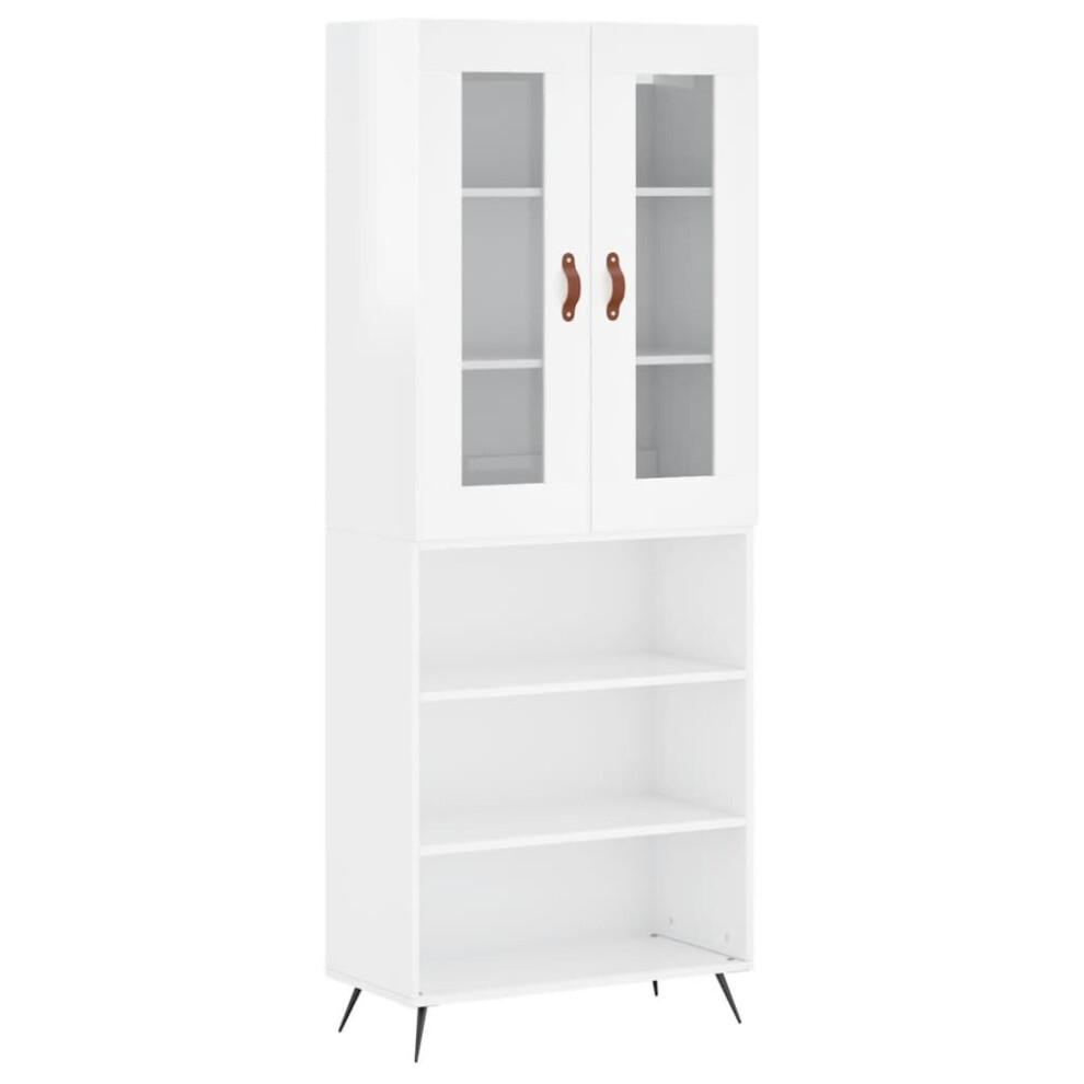 (high gloss white, 3 shelves) vidaXL Highboard Sideboard Tall Storage Cabinet Side Cabinet Engineered Wood