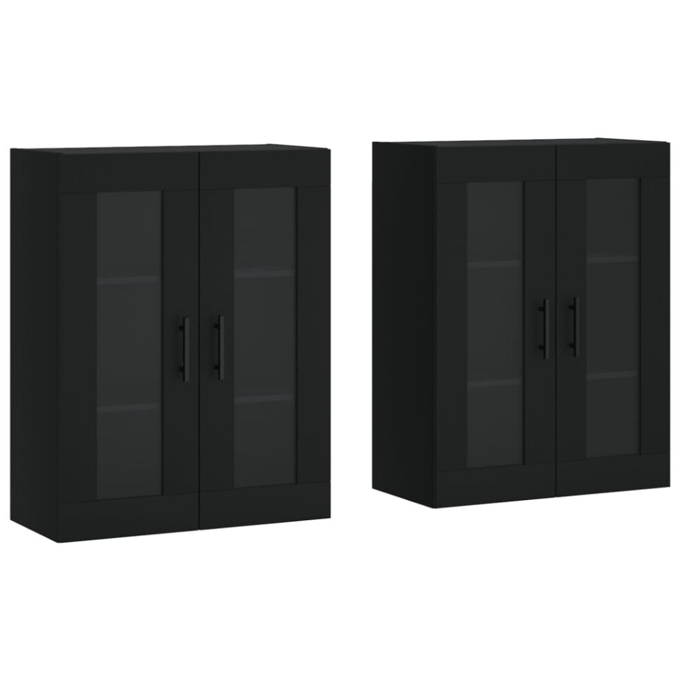 vidaXL Wall Mounted Cabinets Wall Storage Cabinet 2 pcs Black Engineered Wood