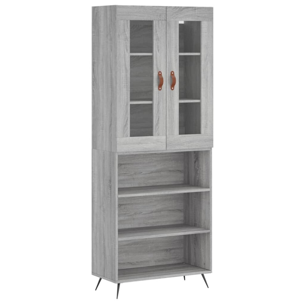 Vidaxl ( Sonoma, Shelves) Highboard Sideboard Tall Storage Cabinet Side Cabinet Engineered Wood Grey Size 3