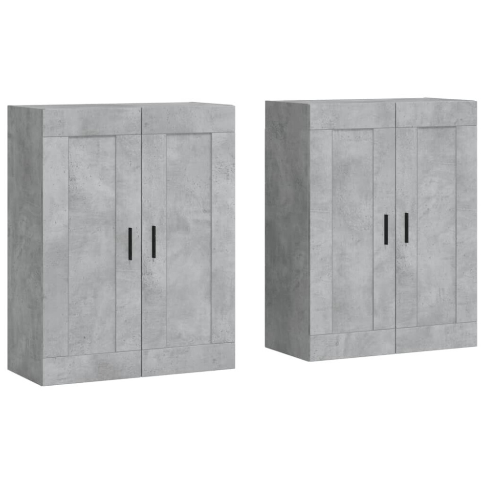 vidaXL Wall Mounted Cabinets Cupboard 2 pcs Concrete Grey Engineered Wood