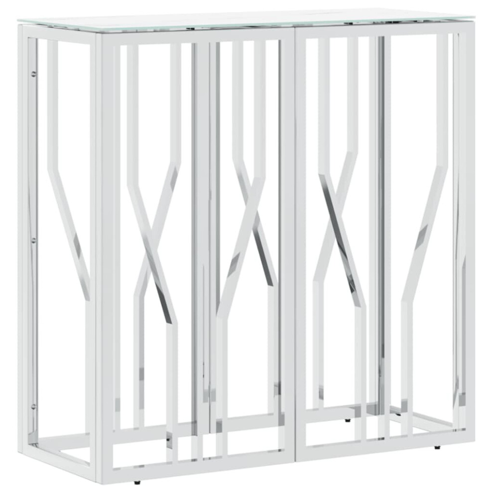 Vidaxl Console Table Side Table Sofa Table Stainless Steel And Glass Silver