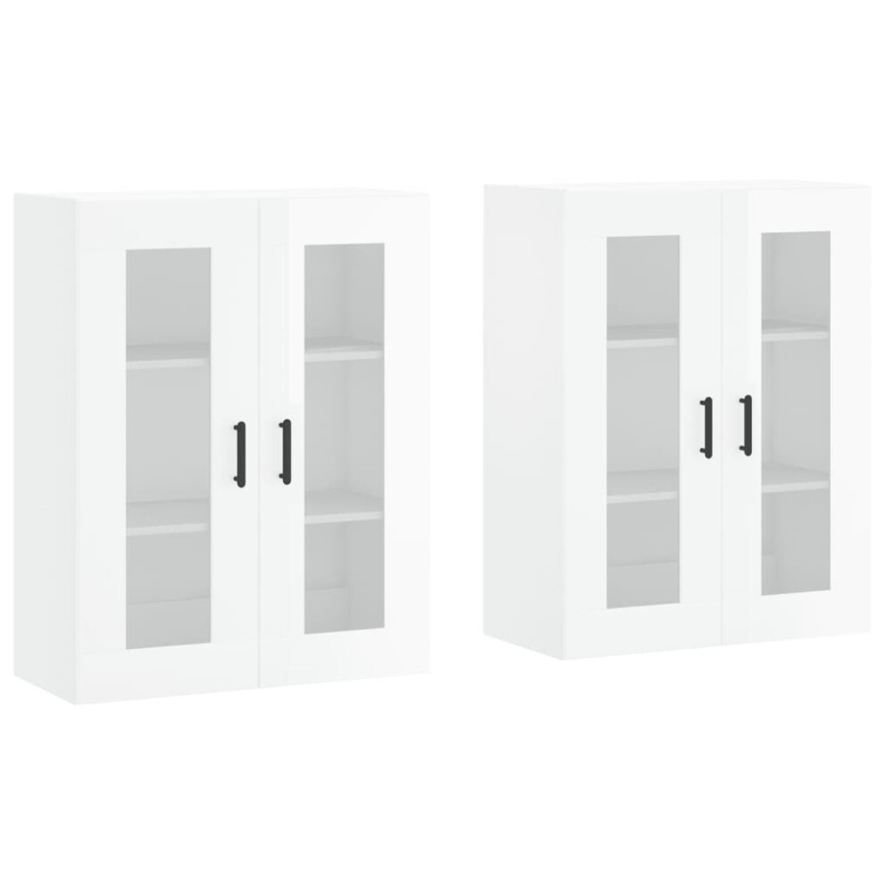 vidaXL Wall Mounted Cabinets Cupboard2 pcs High Gloss White Engineered Wood