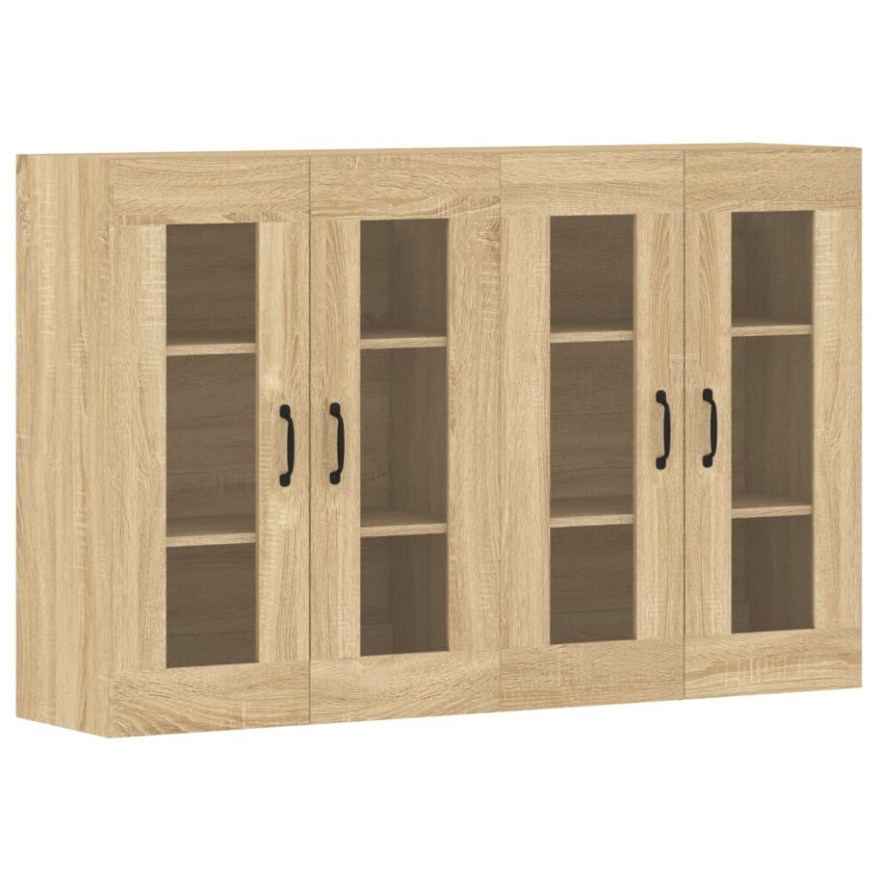 vidaXL Wall Mounted Cabinets Side Cabinet 2 pcs Sonoma Oak Engineered Wood