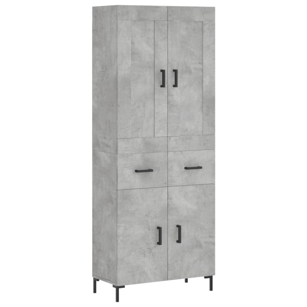 Vidaxl Highboard Sideboard Cupboard Side Cabinet Concrete Grey Engineered Wood