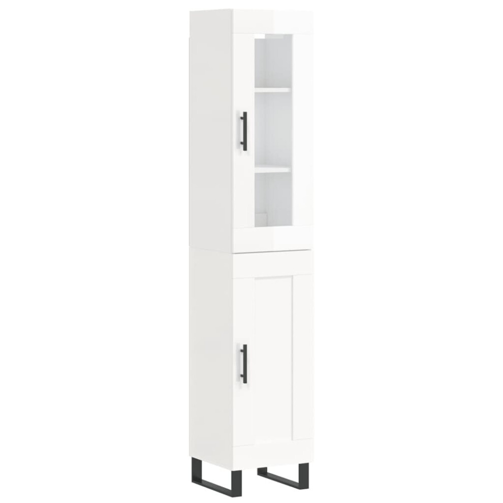 vidaXL Highboard Sideboard Cupboard Cabinet High Gloss White Engineered Wood