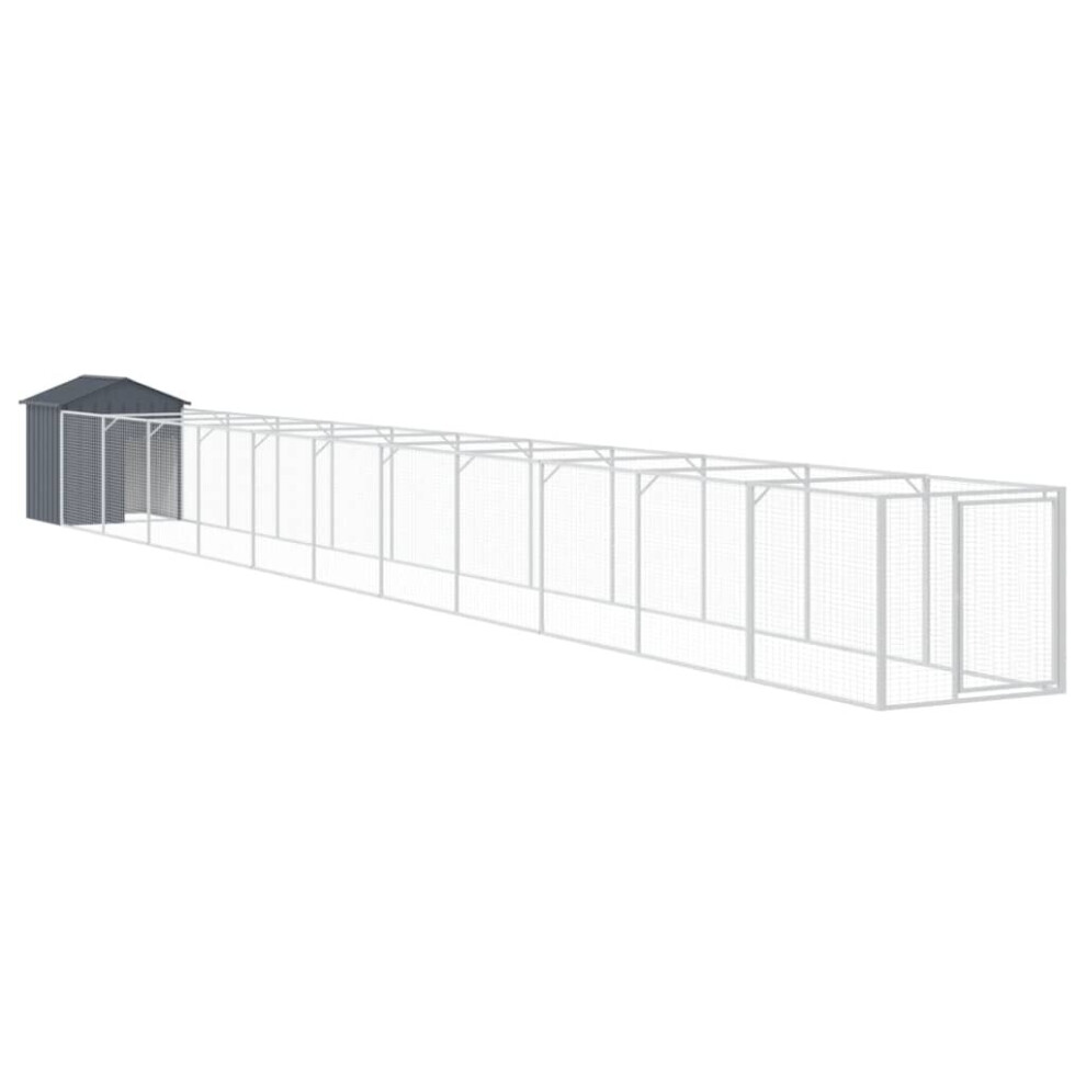 (anthracite, 117 x 1221 x 123 cm) vidaXL Dog House with Run Dog Cage Pet Kennel Dog Kennel Galvanised Steel