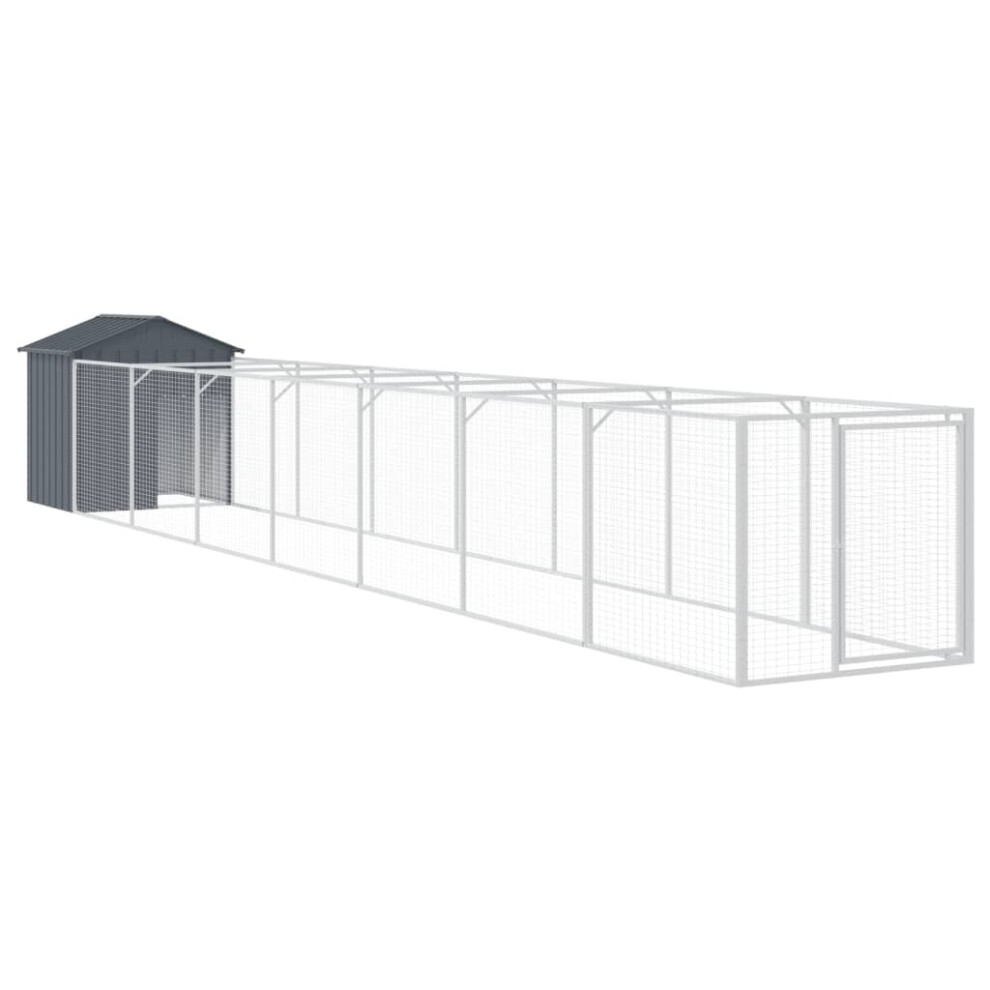 (anthracite, 117 x 813 x 123 cm) vidaXL Dog House with Run Dog Cage Pet Kennel Dog Kennel Galvanised Steel