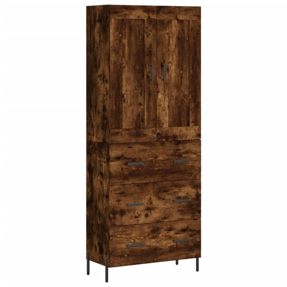 Vidaxl Highboard Sideboard Cupboard Side Cabinet Smoked Oak Engineered Wood