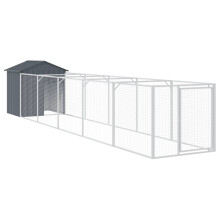 (anthracite, 117 x 609 x 123 cm) vidaXL Dog House with Run Dog Cage Pet Kennel Dog Kennel Galvanised Steel