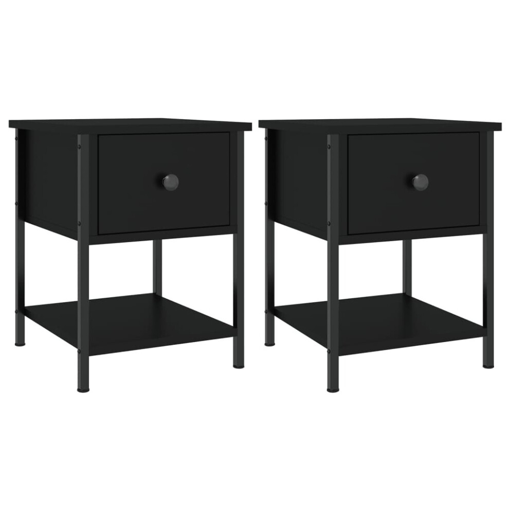 vidaXL Bedside Tables Bedside Cabinet Side Table 2 pcs Black Engineered Wood