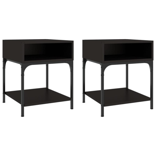VidaXL vidaXL Bedside Tables Bedside Cabinet Side Table 2 pcs Black Engineered Wood