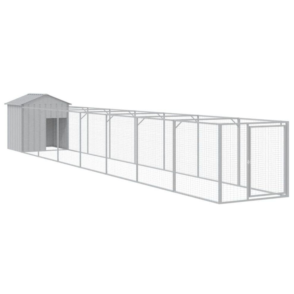 (light grey, 117 x 813 x 123 cm) vidaXL Dog House with Run Dog Cage Pet Kennel Dog Kennel Galvanised Steel