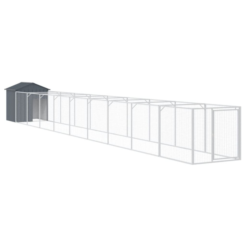 Vidaxl (Anthracite, 117 X 1017 X 123 Cm) Dog House With Run Dog Cage Pet Kennel Dog Kennel Galvanised Steel