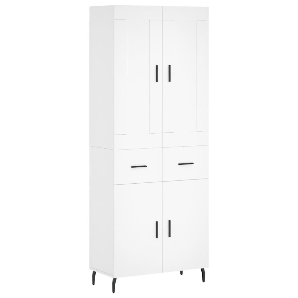 Vidaxl Highboard Sideboard Storage Cabinet Side Cabinet White Engineered Wood