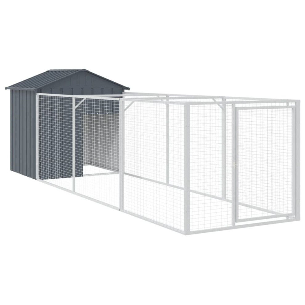 Vidaxl (Anthracite, 117 X 405 X 123 Cm) Dog House With Run Dog Cage Pet Kennel Dog Kennel Galvanised Steel
