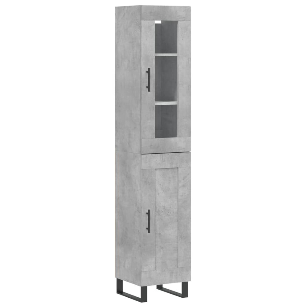 Vidaxl Grey Highboard Sideboard Cupboard Side Cabinet Concrete Engineered Wood