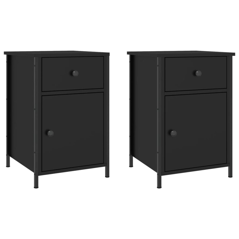 vidaXL Bedside Cabinets Bedside Table Side Table 2 pcs Black Engineered Wood