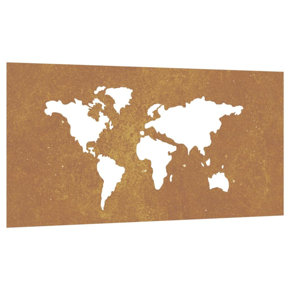 vidaXL Garden Wall Decoration Wall Art Decor Corten Steel World Map Design