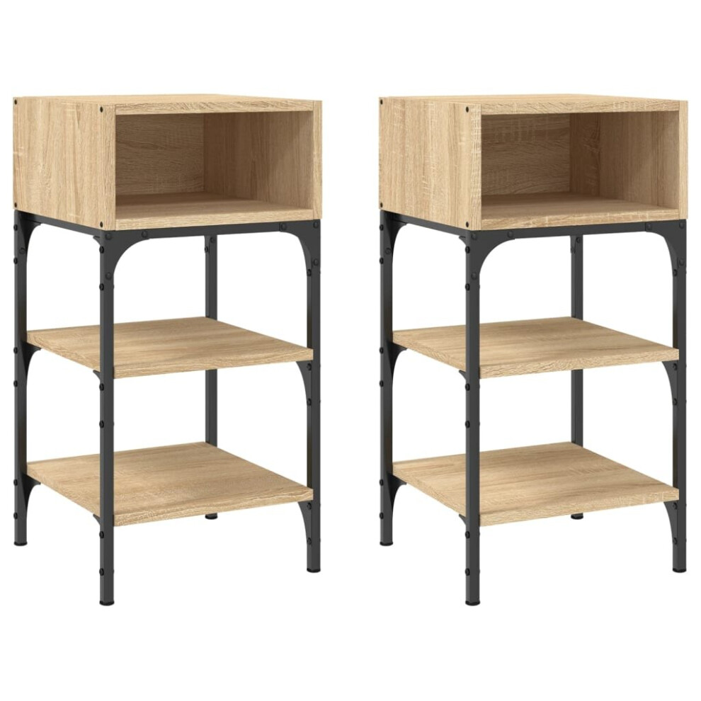 vidaXL Bedside Tables Side Table Nightstand 2 pcs Sonoma Oak Engineered Wood