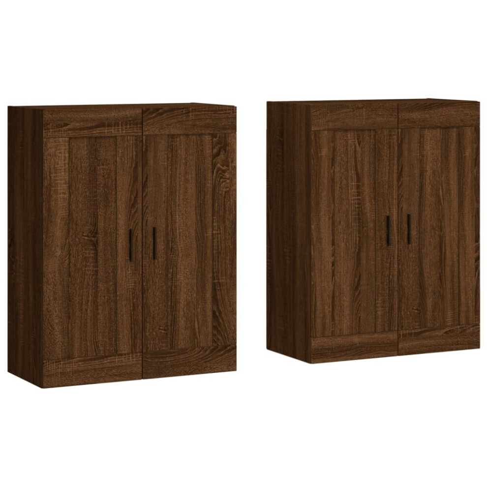 Vidaxl Wall Mounted Cabinets Side Cabinet 2 Pcs Brown Oak Engineered Wood