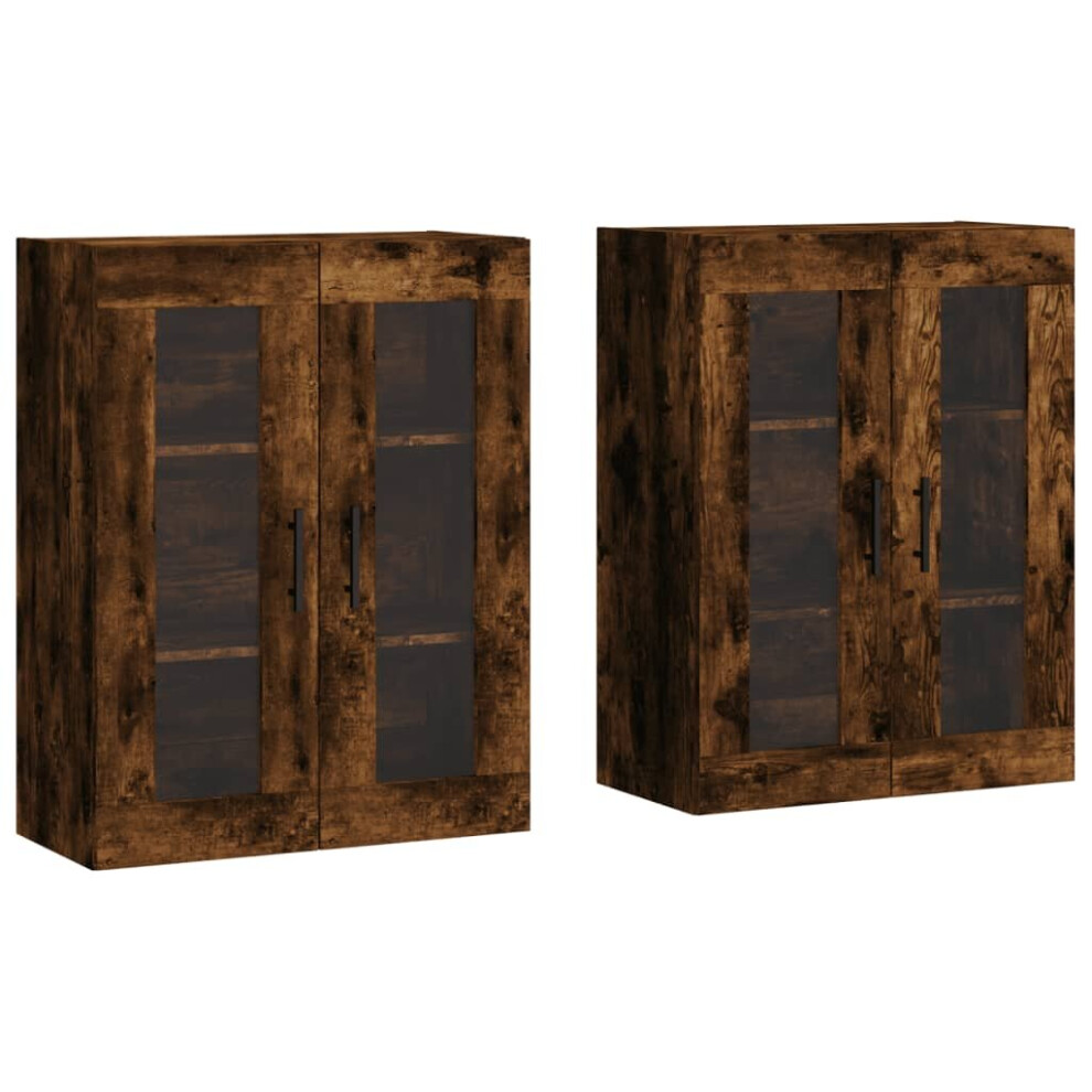 vidaXL Wall Mounted Cabinets Storage Cabinet 2 pcs Smoked Oak Engineered Wood