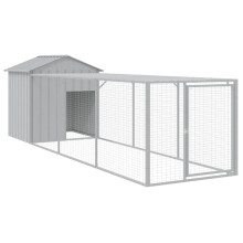 (light grey, 117 x 405 x 123 cm) vidaXL Chicken Cage with Run Farm Chicken Run Coop Hen House Galvanised Steel