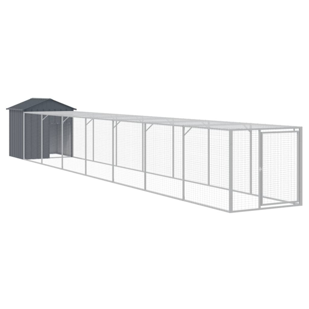 Vidaxl (Anthracite, 117 X 813 X 123 Cm) Chicken Cage With Run Farm Chicken Run Coop Hen House Galvanised Steel