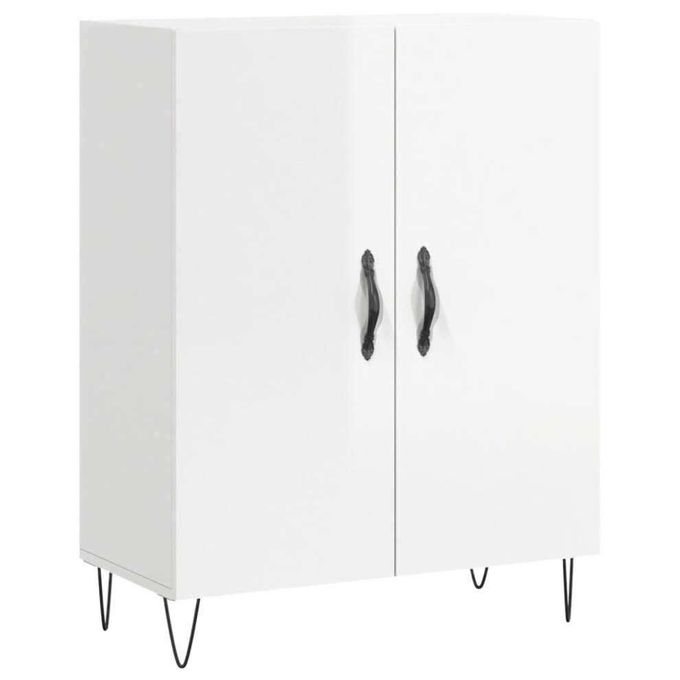 vidaXL Sideboard Storage Cabinet Cupboard High Gloss White Engineered Wood