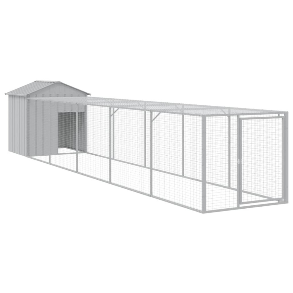 Vidaxl (Light Grey, 117 X 609 X 123 Cm) Chicken Cage With Run Farm Chicken Run Coop Hen House Galvanised Steel
