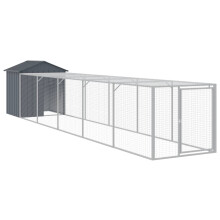 (anthracite, 117 x 609 x 123 cm) vidaXL Chicken Cage with Run Farm Chicken Run Coop Hen House Galvanised Steel