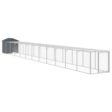 (anthracite, 117 x 1221 x 123 cm) vidaXL Chicken Cage with Run Farm Chicken Run Coop Hen House Galvanised Steel